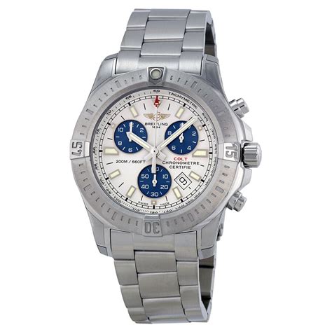 breitling colt silver dial|breitling colt chronograph.